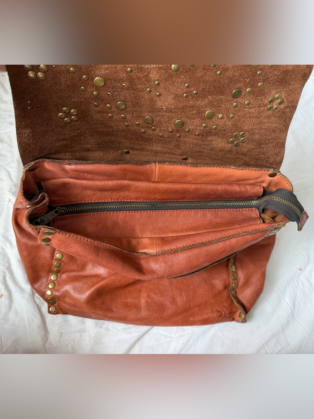 Rust Leather Studded Backpack - Picture 8 of 10